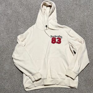 H&M Off-White Hoodie with Red Graphic